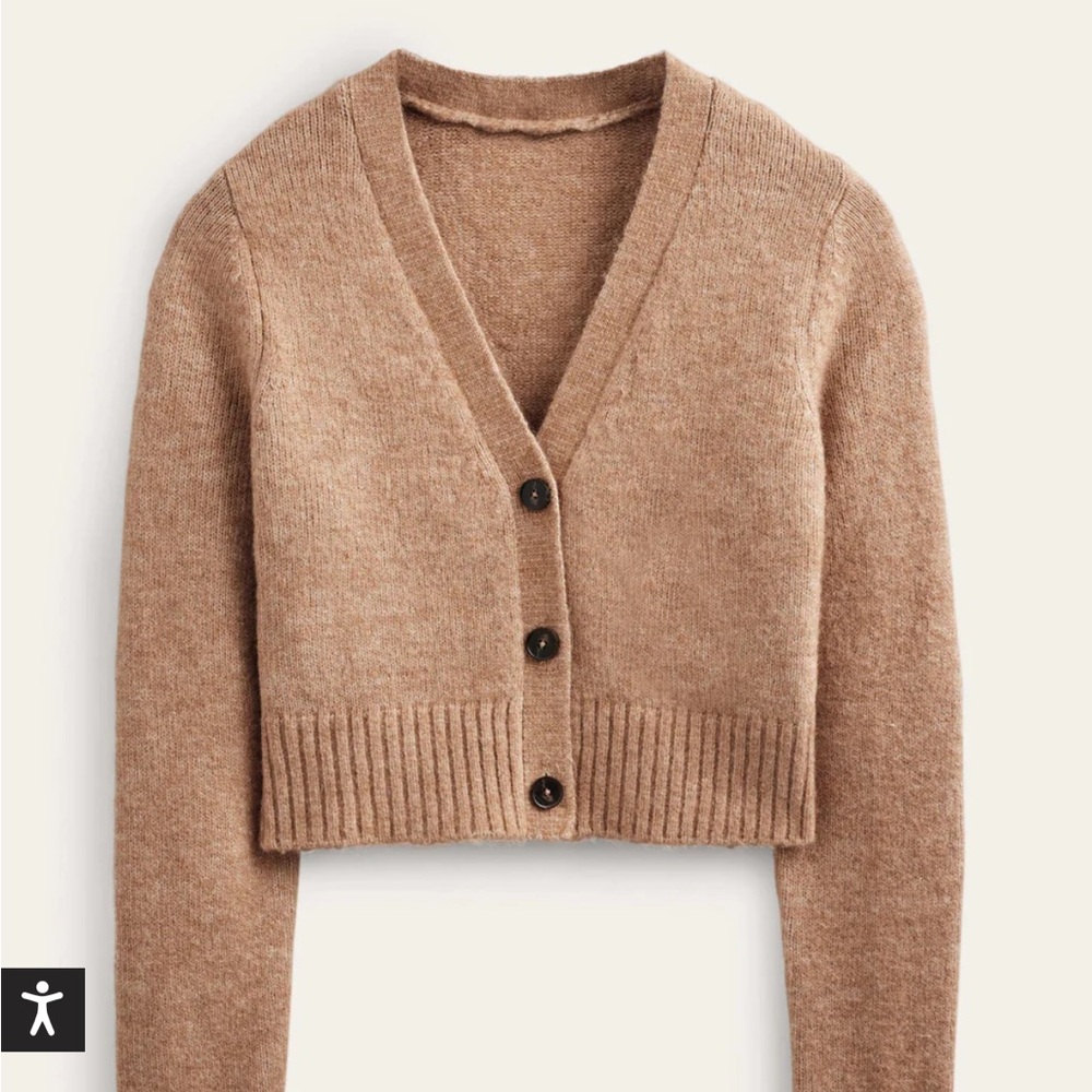 Boden Fluffy Cropped V-Neck Cardigan - Picture 3 of 8